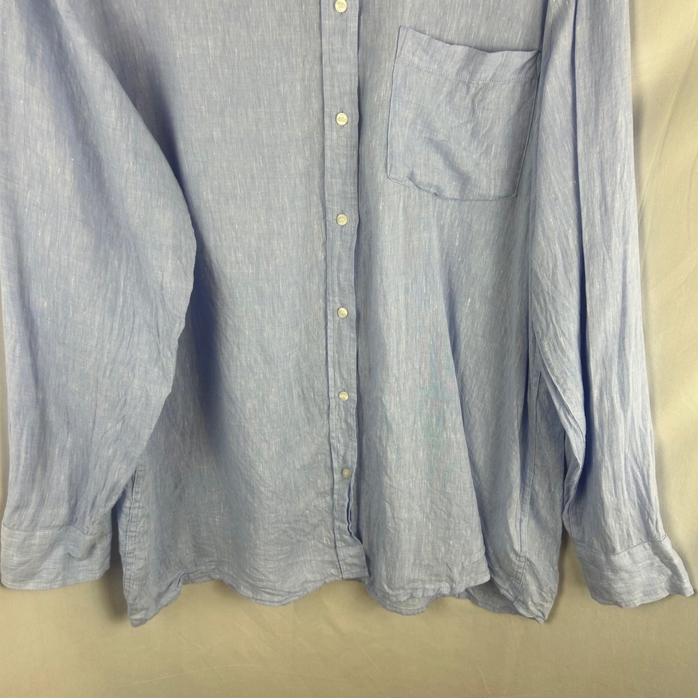 Gap Womens XL Light Blue 100% Linen Long Sleeve Boyfriend Button Down Shirt - Picture 4 of 8